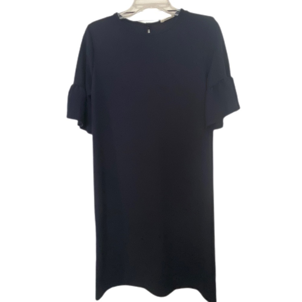 Les Amis Shift Dress Navy Short Ruffle Sleeves Minimalist Size L Fits like a M - Picture 2 of 9
